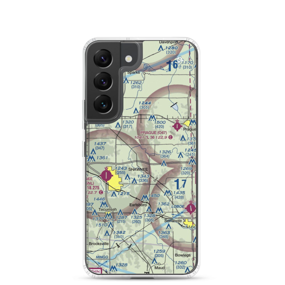 Bluebird Airpark (OK22) VFR Sectional Samsung Case Samsung Galaxy S22 model shown