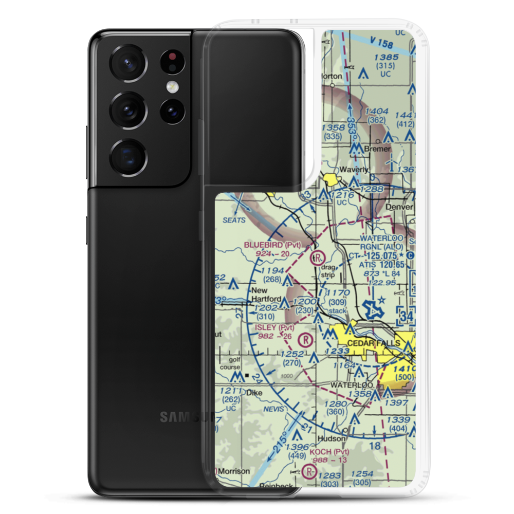 Bluebird Airport (IA17) VFR Sectional Samsung Case Samsung Galaxy S21 Ultra model shown