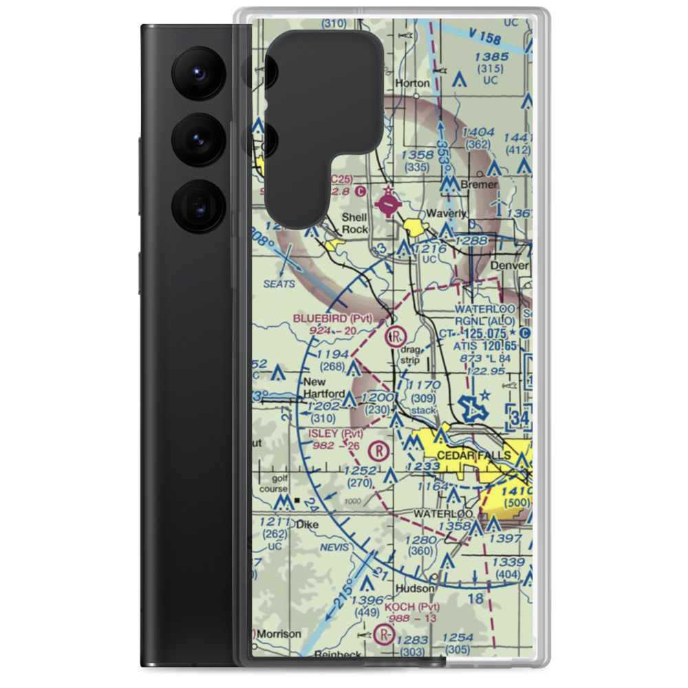 Bluebird Airport (IA17) VFR Sectional Samsung Case Samsung Galaxy S22 Ultra model shown