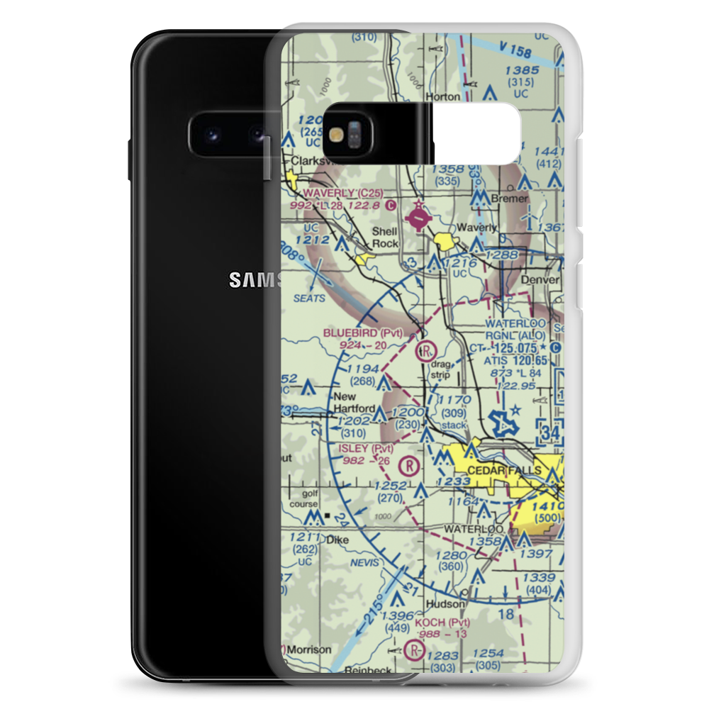 Bluebird Airport (IA17) VFR Sectional Samsung Case Samsung Galaxy S10+ model shown