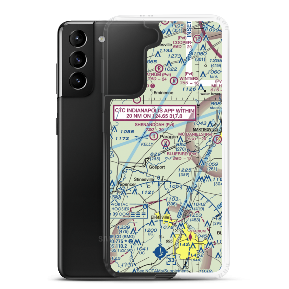 Bluebird Airport (IG03) VFR Sectional Samsung Case Samsung Galaxy S21 Plus model shown