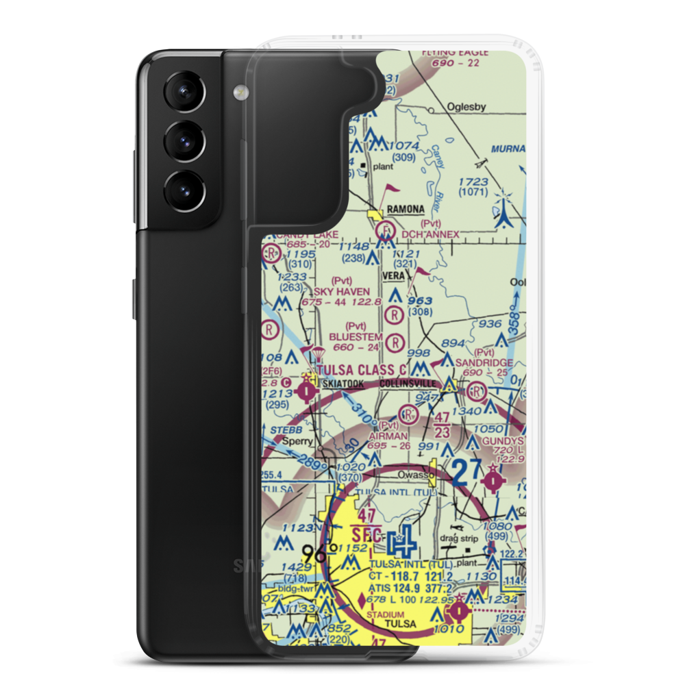 Bluestem Airport (OK58) VFR Sectional Samsung Case Samsung Galaxy S21 Plus model shown