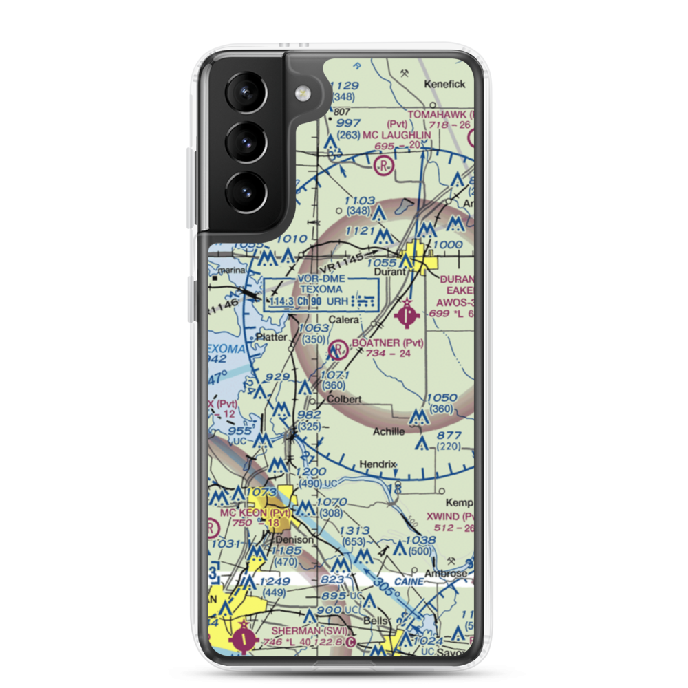 Boatner Field (OK90) VFR Sectional Samsung Case Samsung Galaxy S21 Plus model shown