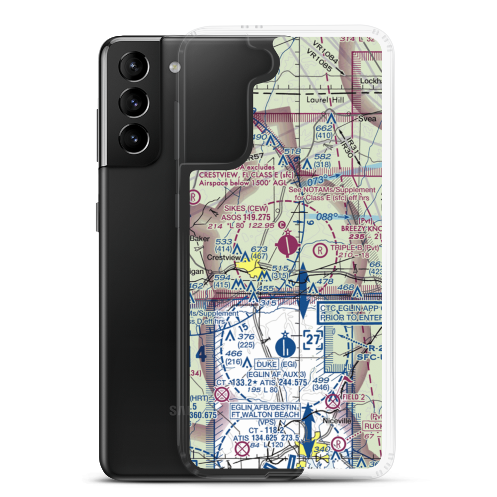 Bob Sikes Airport (CEW) VFR Sectional Samsung Case Samsung Galaxy S21 Plus model shown