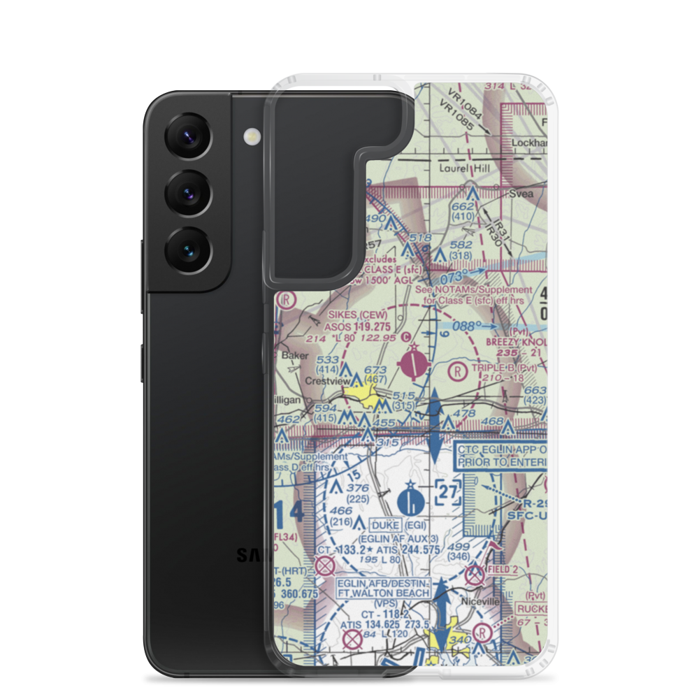 Bob Sikes Airport (CEW) VFR Sectional Samsung Case Samsung Galaxy S22 model shown