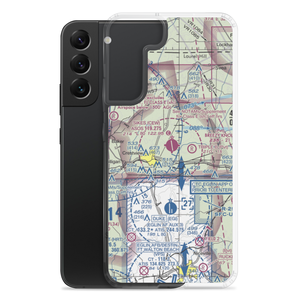 Bob Sikes Airport (CEW) VFR Sectional Samsung Case Samsung Galaxy S22 Plus model shown