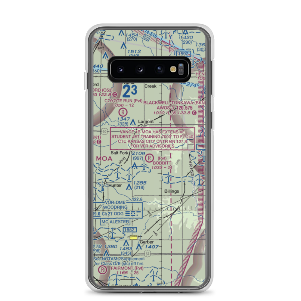 Bobbitt Airport (02OK) VFR Sectional Samsung Case Samsung Galaxy S10 model shown