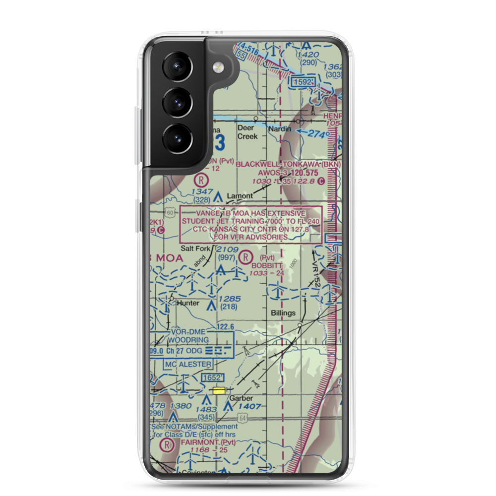 Bobbitt Airport (02OK) VFR Sectional Samsung Case Samsung Galaxy S21 Plus model shown