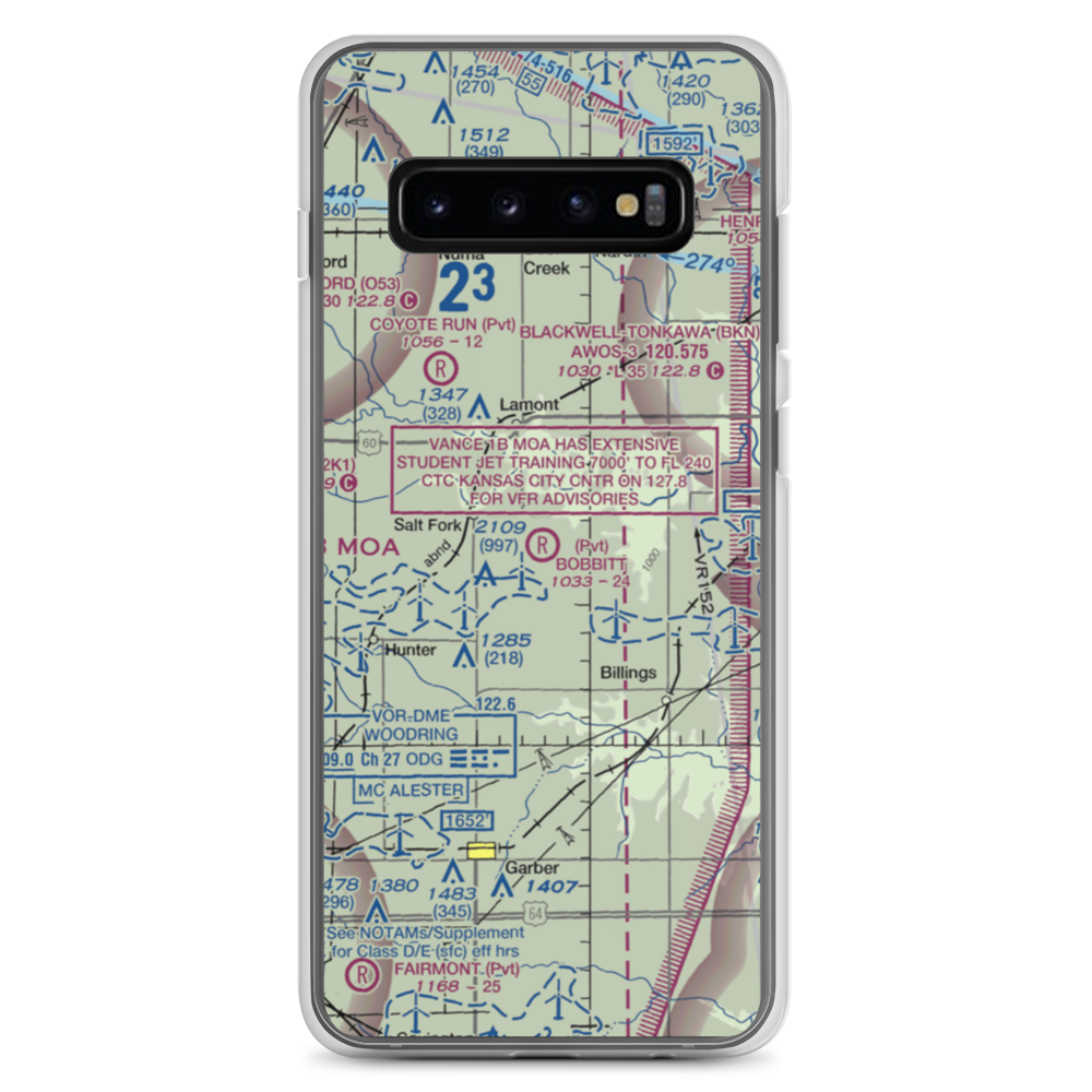 Bobbitt Airport (02OK) VFR Sectional Samsung Case Samsung Galaxy S10+ model shown
