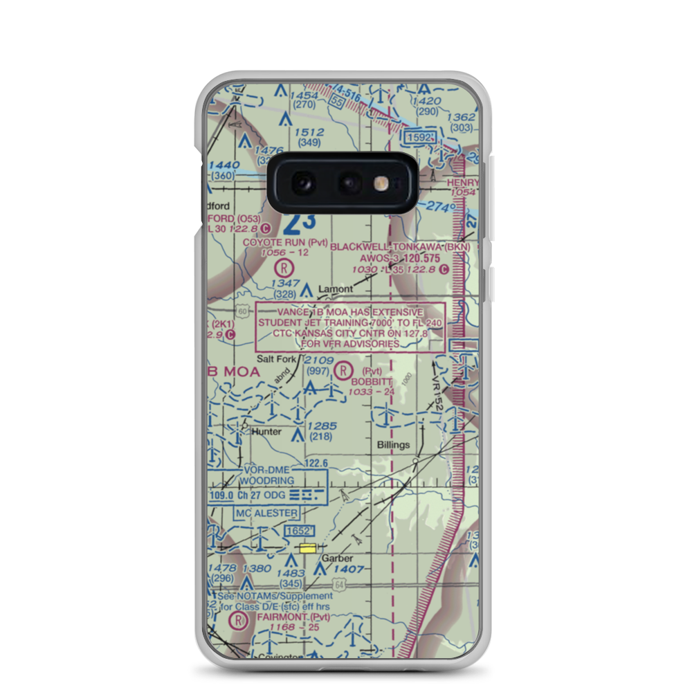 Bobbitt Airport (02OK) VFR Sectional Samsung Case Samsung Galaxy S10e model shown
