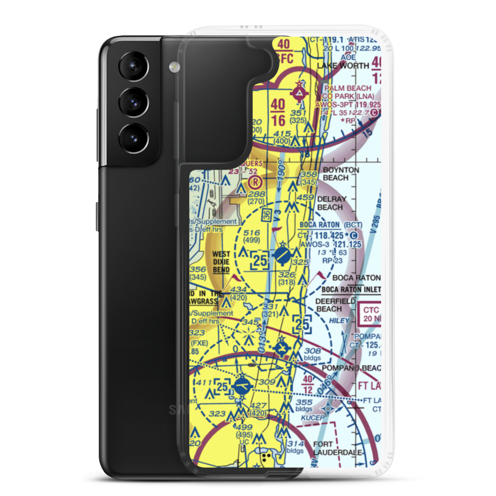Boca Raton Airport (BCT) VFR Sectional Samsung Case Samsung Galaxy S21 Plus model shown
