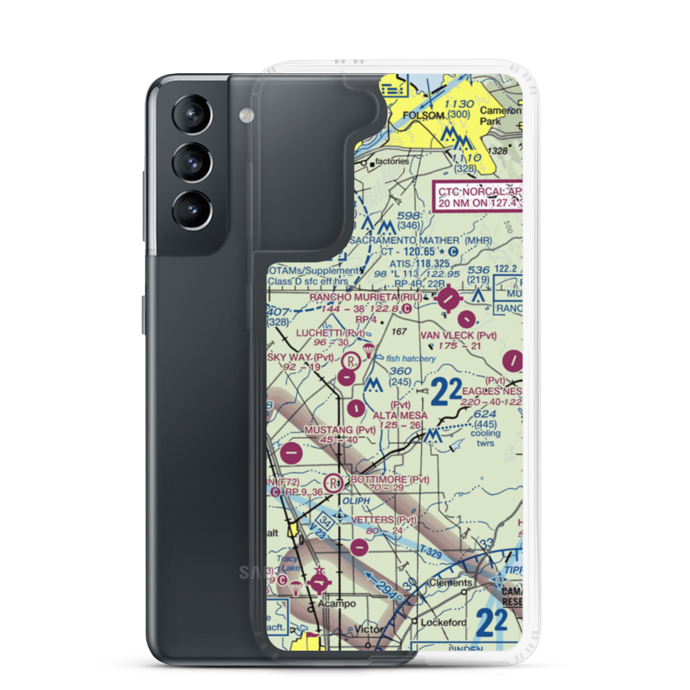 Boeckmann Ranch Airport (26CA) VFR Sectional Samsung Case Samsung Galaxy S21 model shown