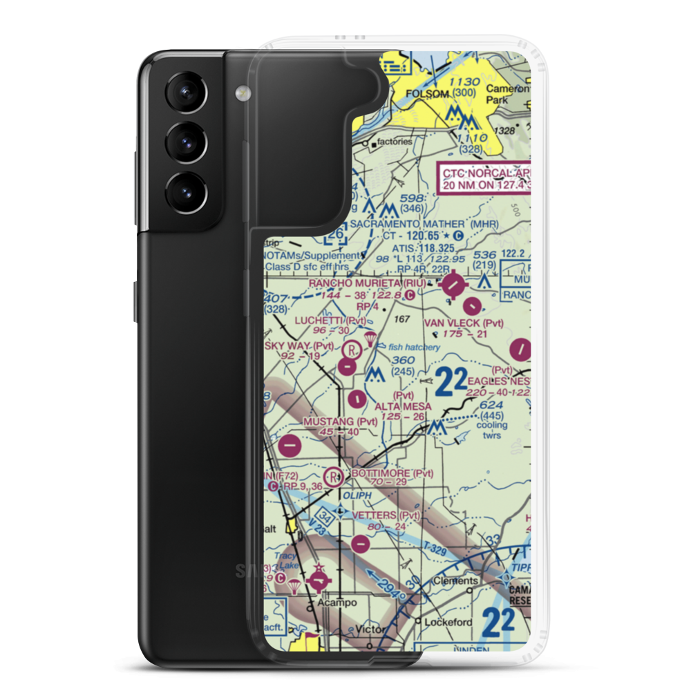 Boeckmann Ranch Airport (26CA) VFR Sectional Samsung Case Samsung Galaxy S21 Plus model shown