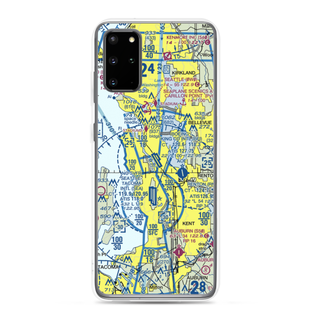 Boeing Field King County International Airport (BFI) VFR Sectional Samsung Case Samsung Galaxy S20 Plus model shown