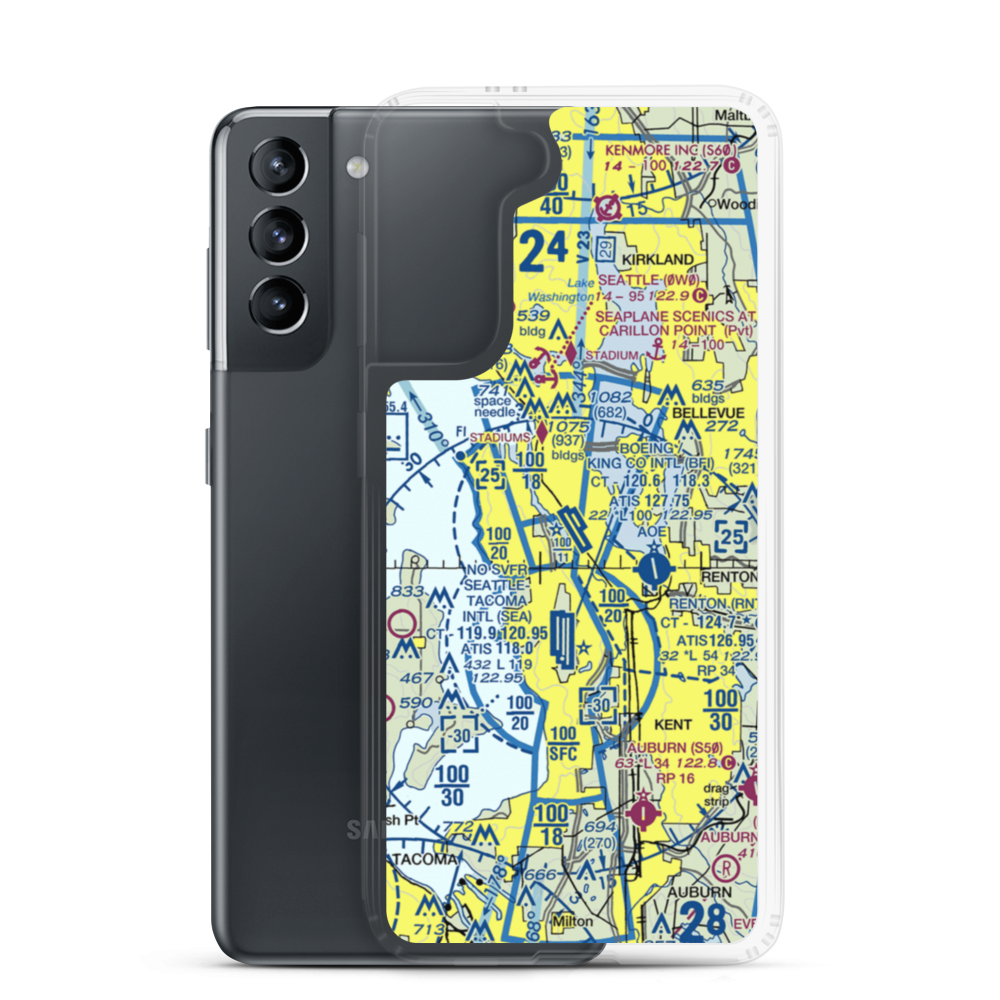 Boeing Field King County International Airport (BFI) VFR Sectional Samsung Case Samsung Galaxy S21 model shown