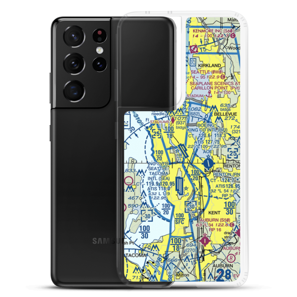 Boeing Field King County International Airport (BFI) VFR Sectional Samsung Case Samsung Galaxy S21 Ultra model shown
