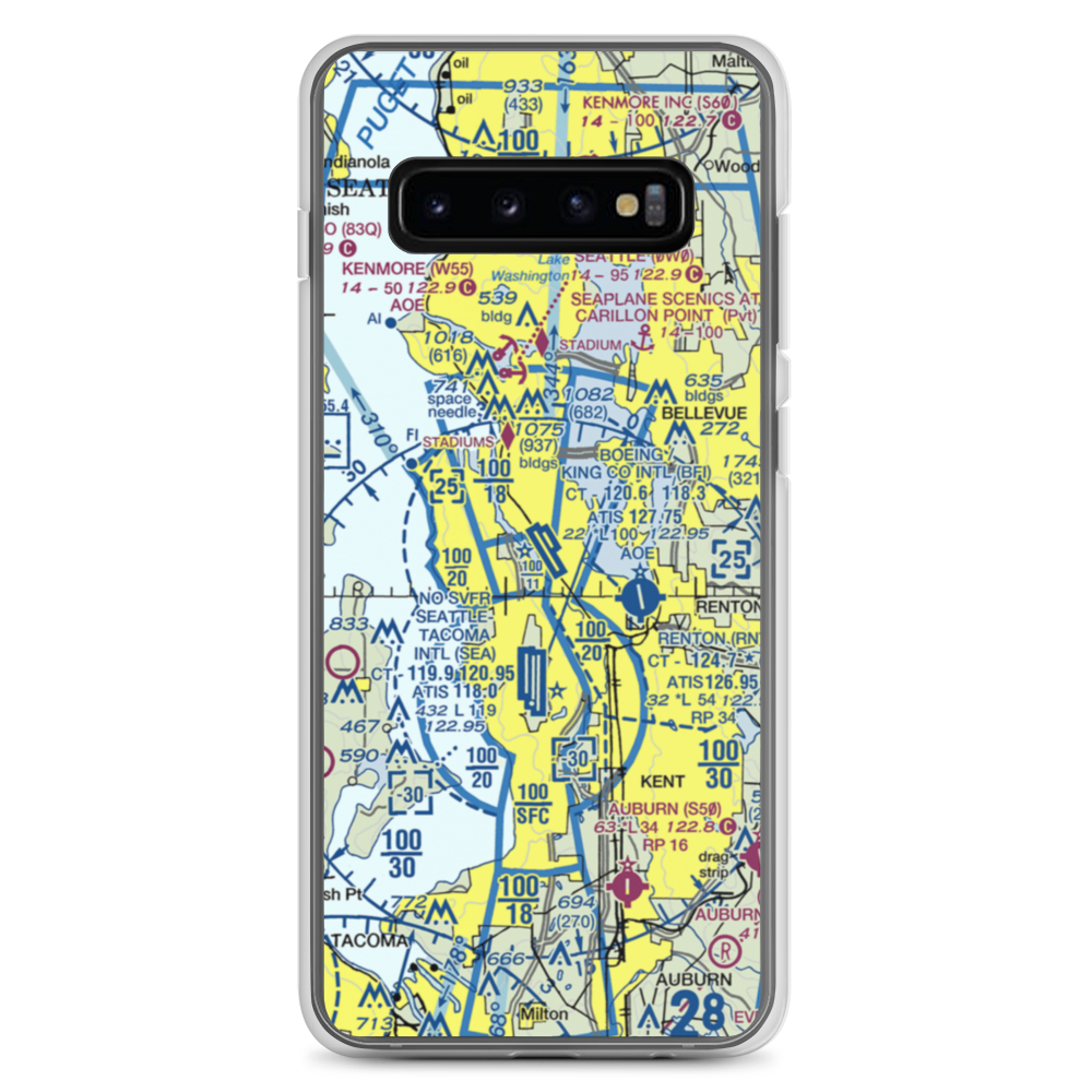 Boeing Field King County International Airport (BFI) VFR Sectional Samsung Case Samsung Galaxy S10+ model shown