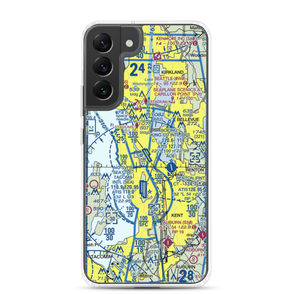 Boeing Field King County International Airport (BFI) VFR Sectional Samsung Case Samsung Galaxy S22 Plus model shown