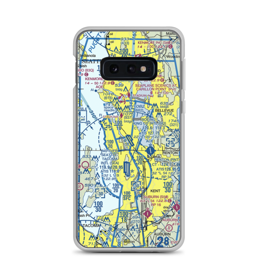 Boeing Field King County International Airport (BFI) VFR Sectional Samsung Case Samsung Galaxy S10e model shown