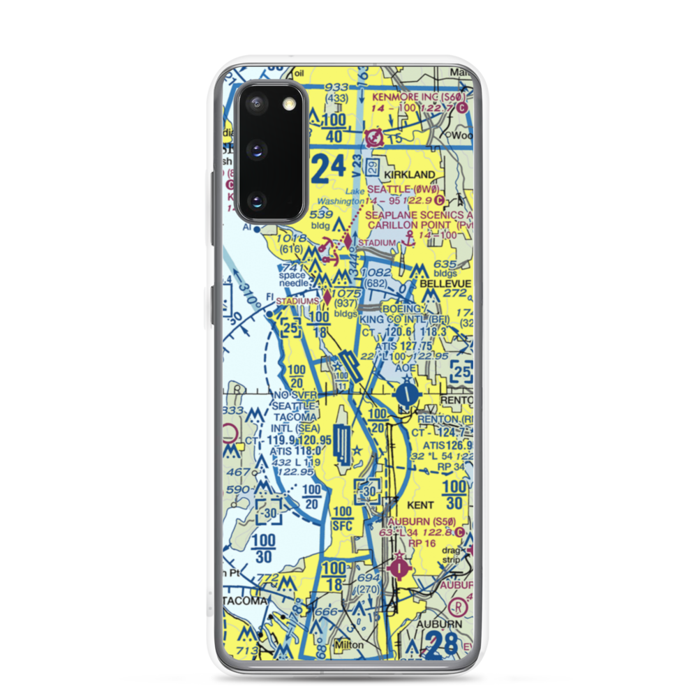 Boeing Field King County International Airport (BFI) VFR Sectional Samsung Case Samsung Galaxy S20 model shown