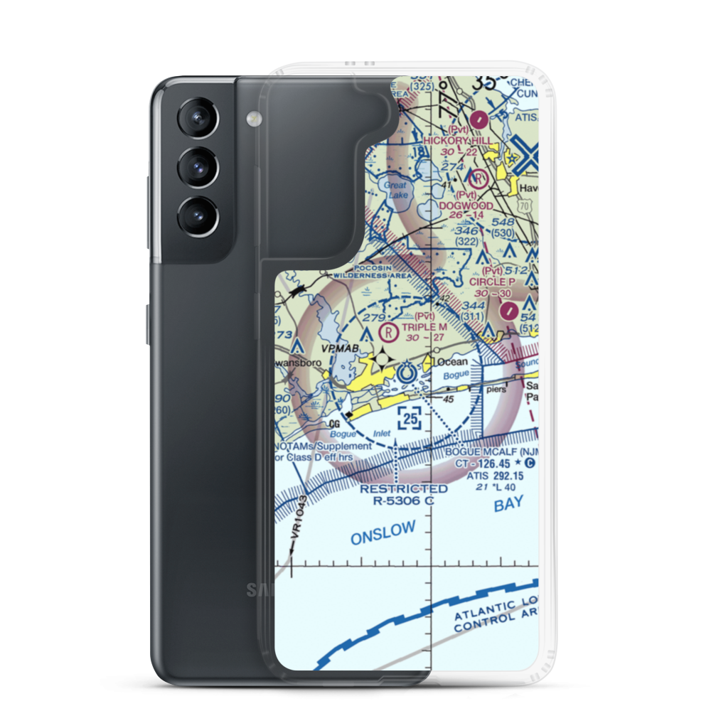 Bogue Field Mcalf Airport (NJM) VFR Sectional Samsung Case Samsung Galaxy S21 model shown