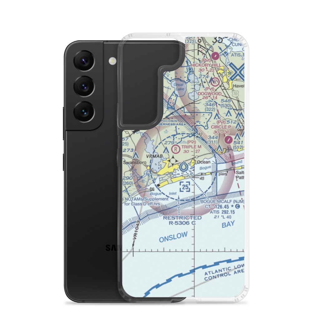 Bogue Field Mcalf Airport (NJM) VFR Sectional Samsung Case Samsung Galaxy S22 model shown