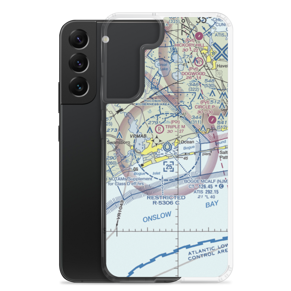 Bogue Field Mcalf Airport (NJM) VFR Sectional Samsung Case Samsung Galaxy S22 Plus model shown