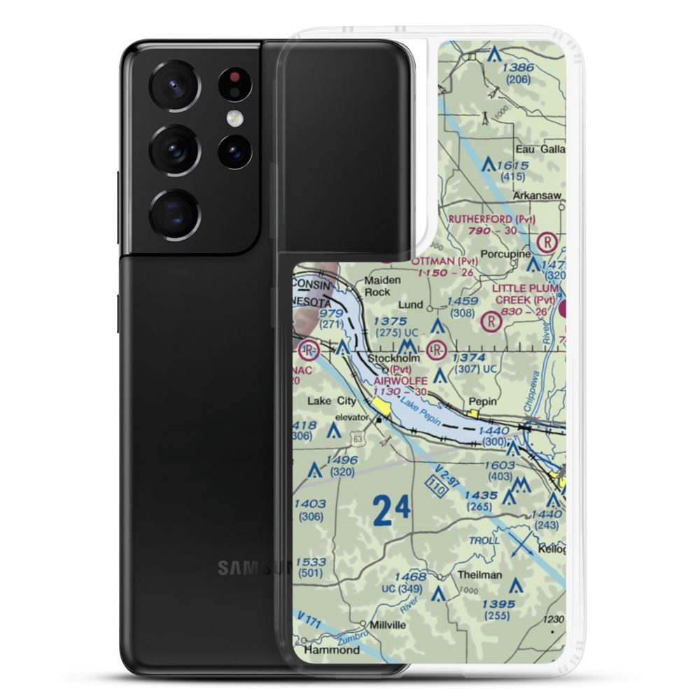 Bogus Creek Airport (WI75) VFR Sectional Samsung Case Samsung Galaxy S21 Ultra model shown