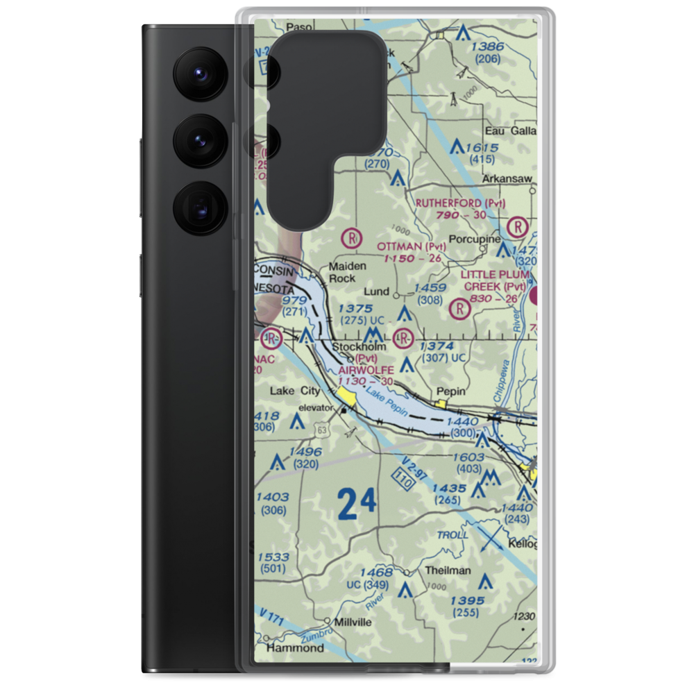 Bogus Creek Airport (WI75) VFR Sectional Samsung Case Samsung Galaxy S22 Ultra model shown