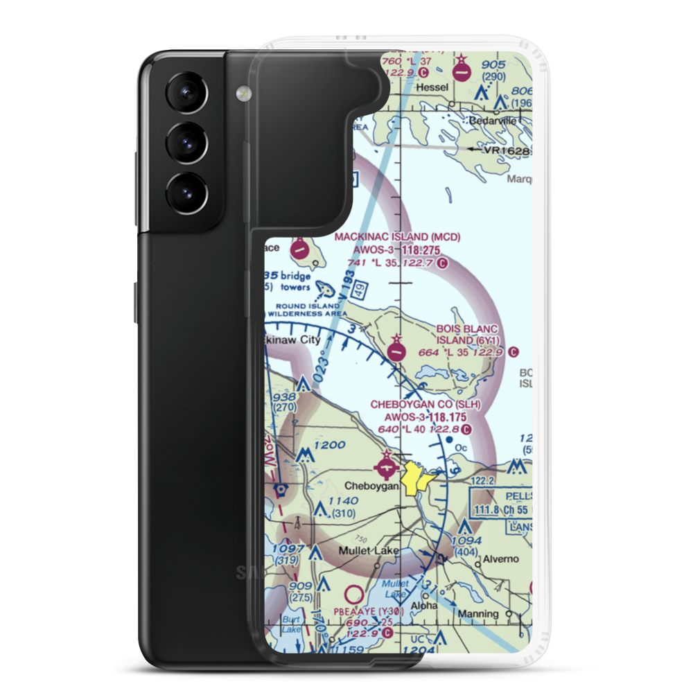 Bois Blanc Airport (6Y1) VFR Sectional Samsung Case Samsung Galaxy S21 Plus model shown