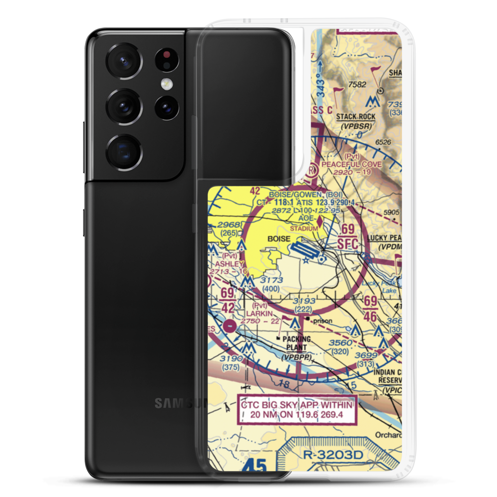 Boise Air Terminal/Gowen Field (BOI) VFR Sectional Samsung Case Samsung Galaxy S21 Ultra model shown