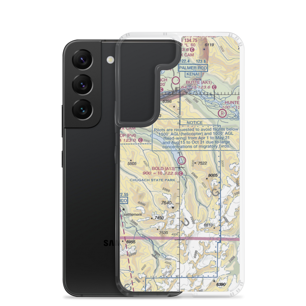 Bold Airport (A13) VFR Sectional Samsung Case Samsung Galaxy S22 model shown