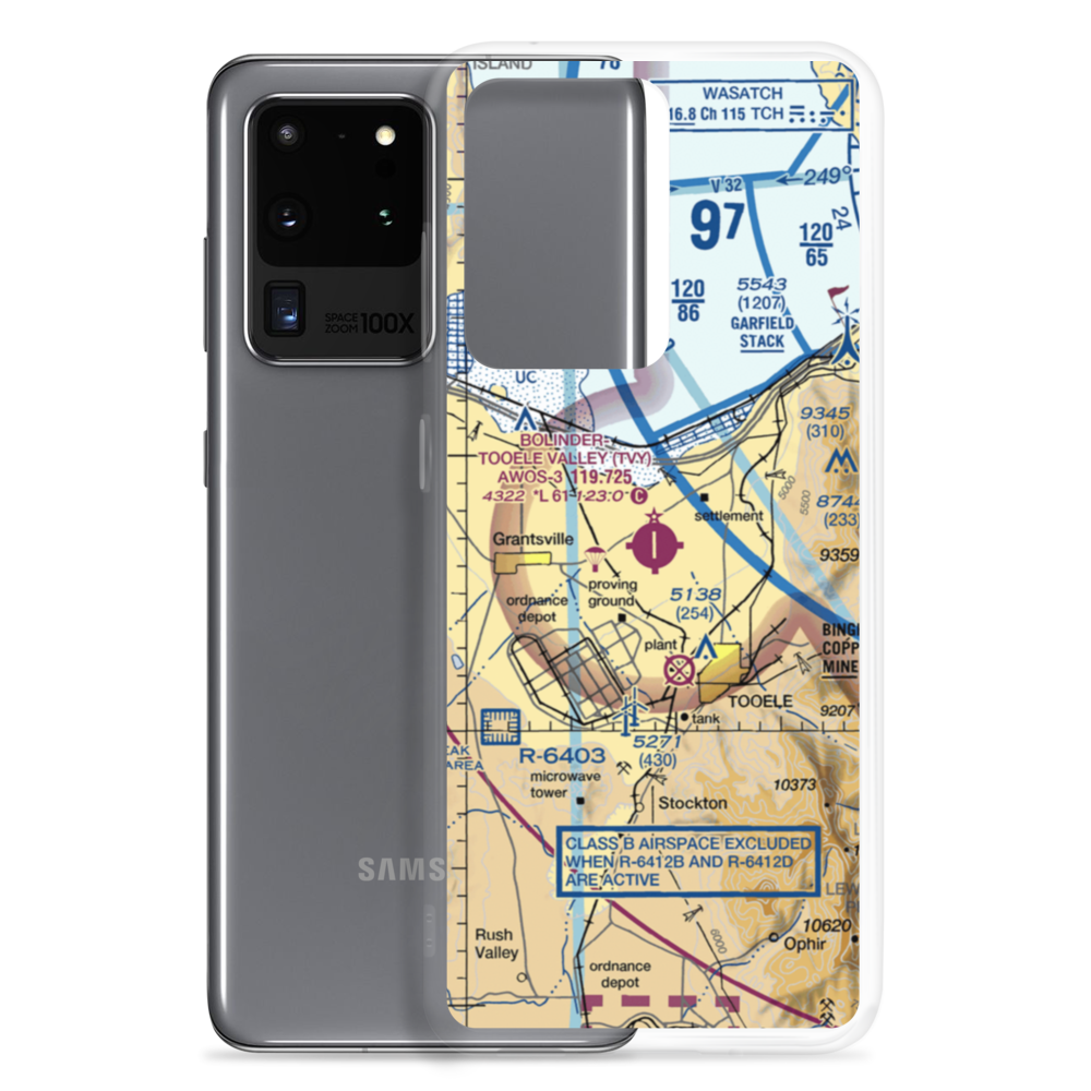 Bolinder Field Tooele Valley Airport (TVY) VFR Sectional Samsung Case Samsung Galaxy S20 Ultra model shown