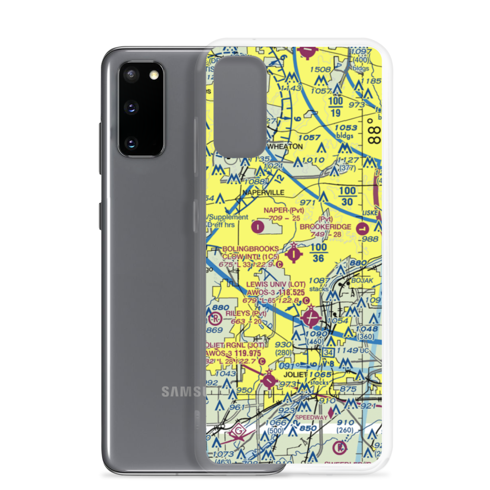 Bolingbrook's Clow International Airport (1C5) VFR Sectional Samsung Case Samsung Galaxy S20 model shown