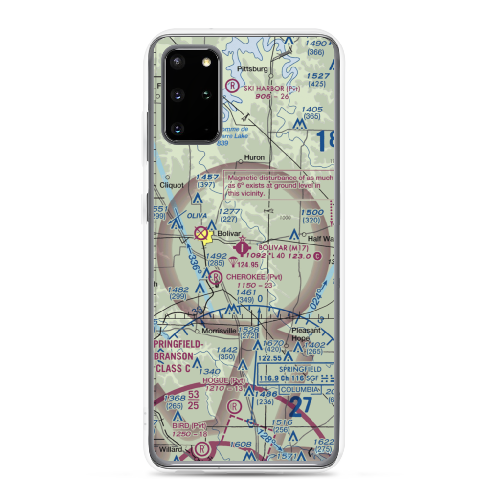 Bolivar Municipal Airport (M17) VFR Sectional Samsung Case Samsung Galaxy S20 Plus model shown
