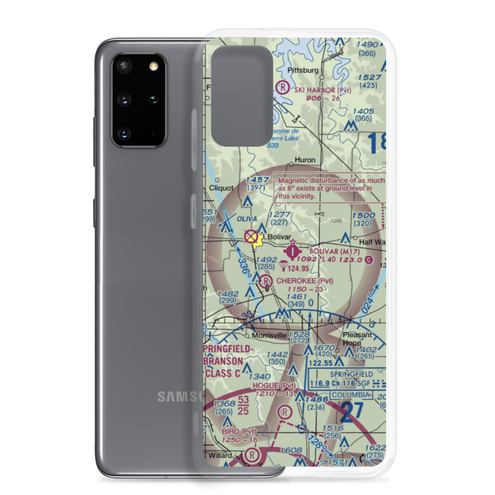Bolivar Municipal Airport (M17) VFR Sectional Samsung Case Samsung Galaxy S20 Plus model shown