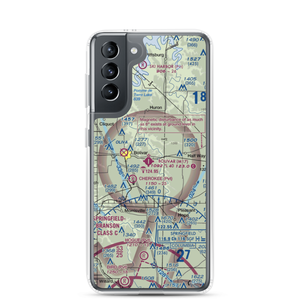 Bolivar Municipal Airport (M17) VFR Sectional Samsung Case Samsung Galaxy S21 model shown