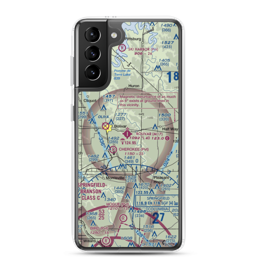 Bolivar Municipal Airport (M17) VFR Sectional Samsung Case Samsung Galaxy S21 Plus model shown