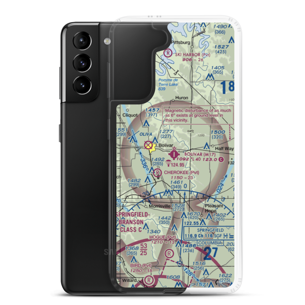 Bolivar Municipal Airport (M17) VFR Sectional Samsung Case Samsung Galaxy S21 Plus model shown