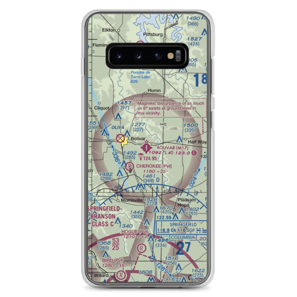 Bolivar Municipal Airport (M17) VFR Sectional Samsung Case Samsung Galaxy S10+ model shown