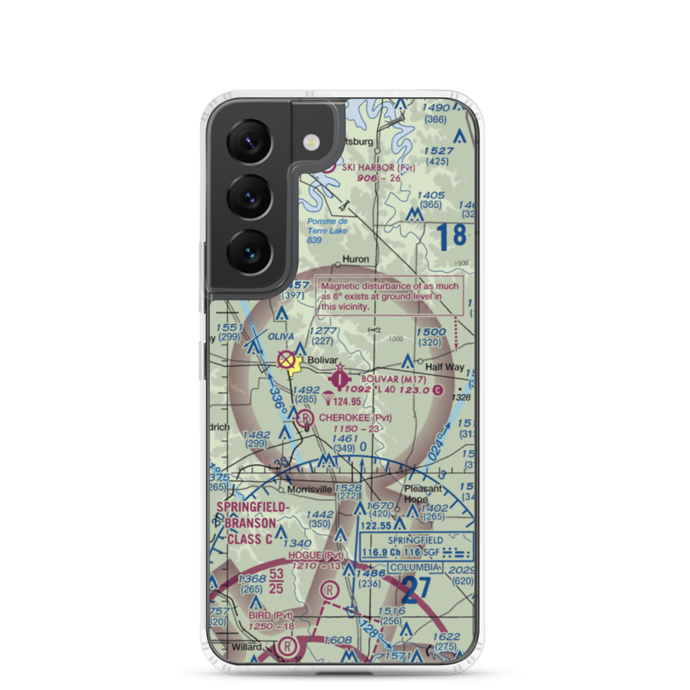Bolivar Municipal Airport (M17) VFR Sectional Samsung Case Samsung Galaxy S22 model shown