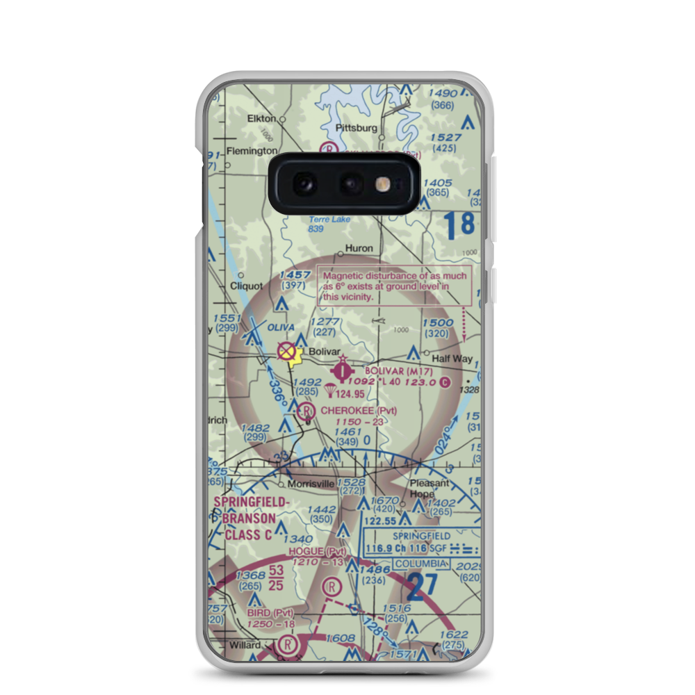 Bolivar Municipal Airport (M17) VFR Sectional Samsung Case Samsung Galaxy S10e model shown