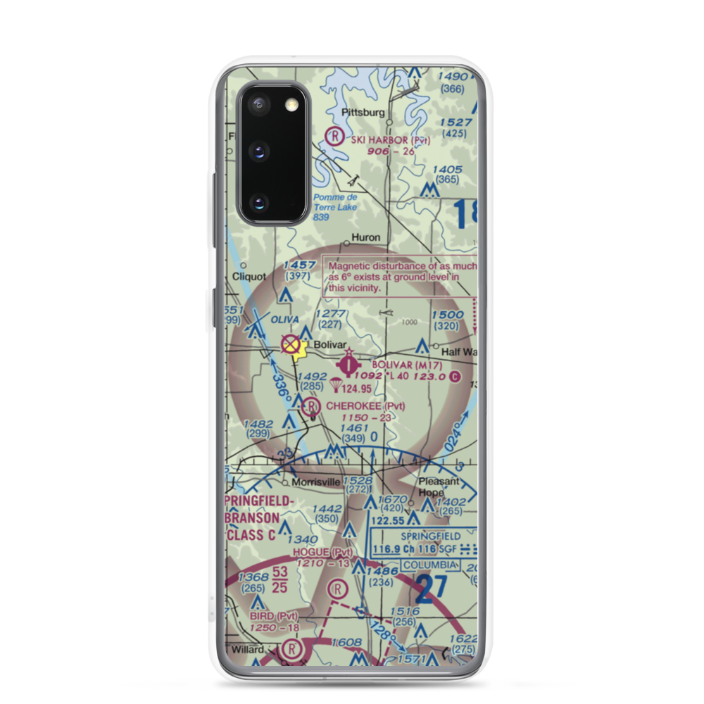 Bolivar Municipal Airport (M17) VFR Sectional Samsung Case Samsung Galaxy S20 model shown