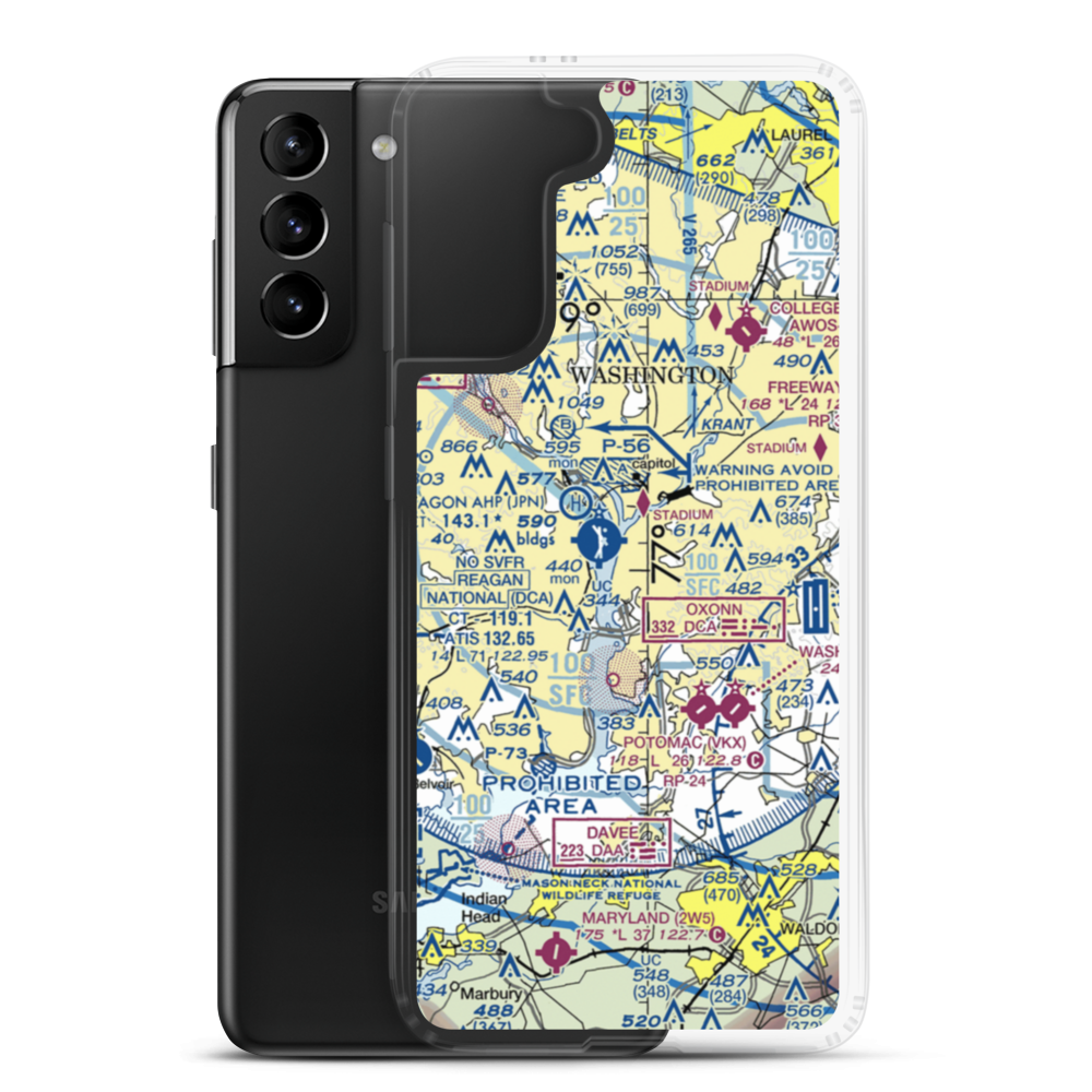 Bolling Air Force Base (BOF) VFR Sectional Samsung Case Samsung Galaxy S21 Plus model shown