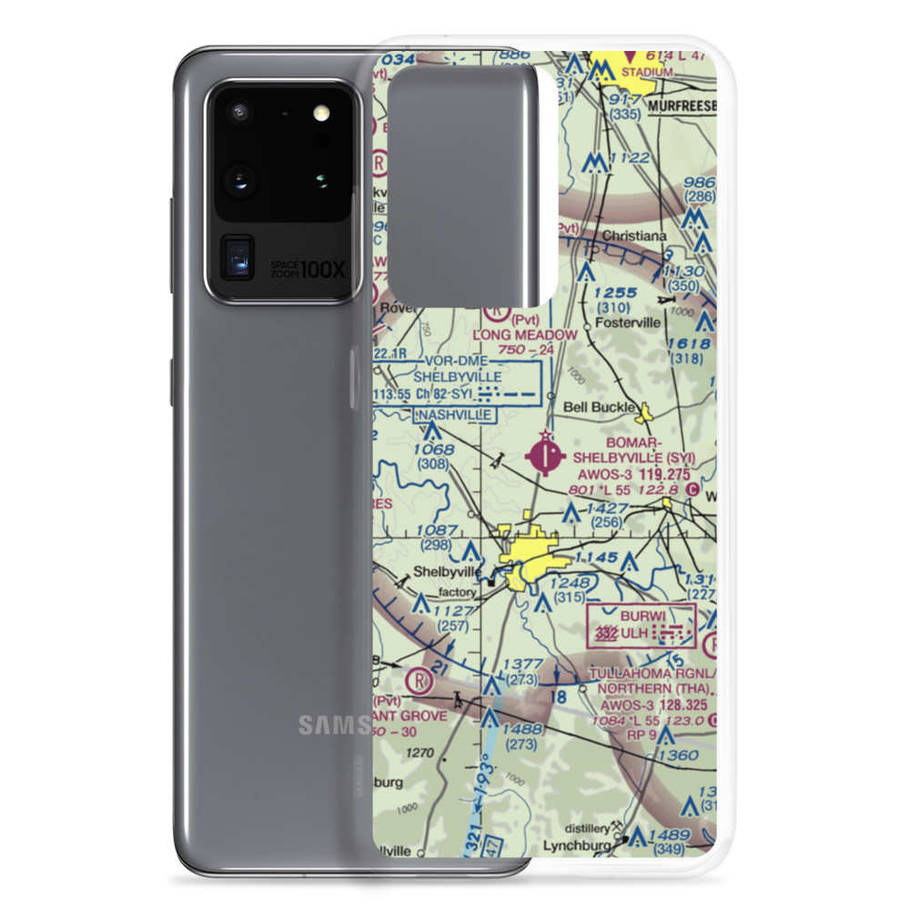 Bomar Field Shelbyville Municipal Airport (SYI) VFR Sectional Samsung Case Samsung Galaxy S20 Ultra model shown