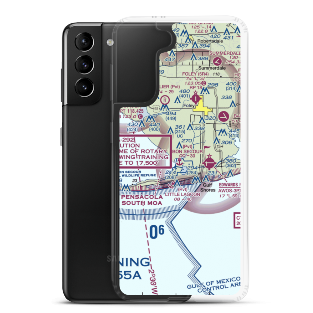 Bon Secour Seaplane Base (AL96) VFR Sectional Samsung Case Samsung Galaxy S21 Plus model shown