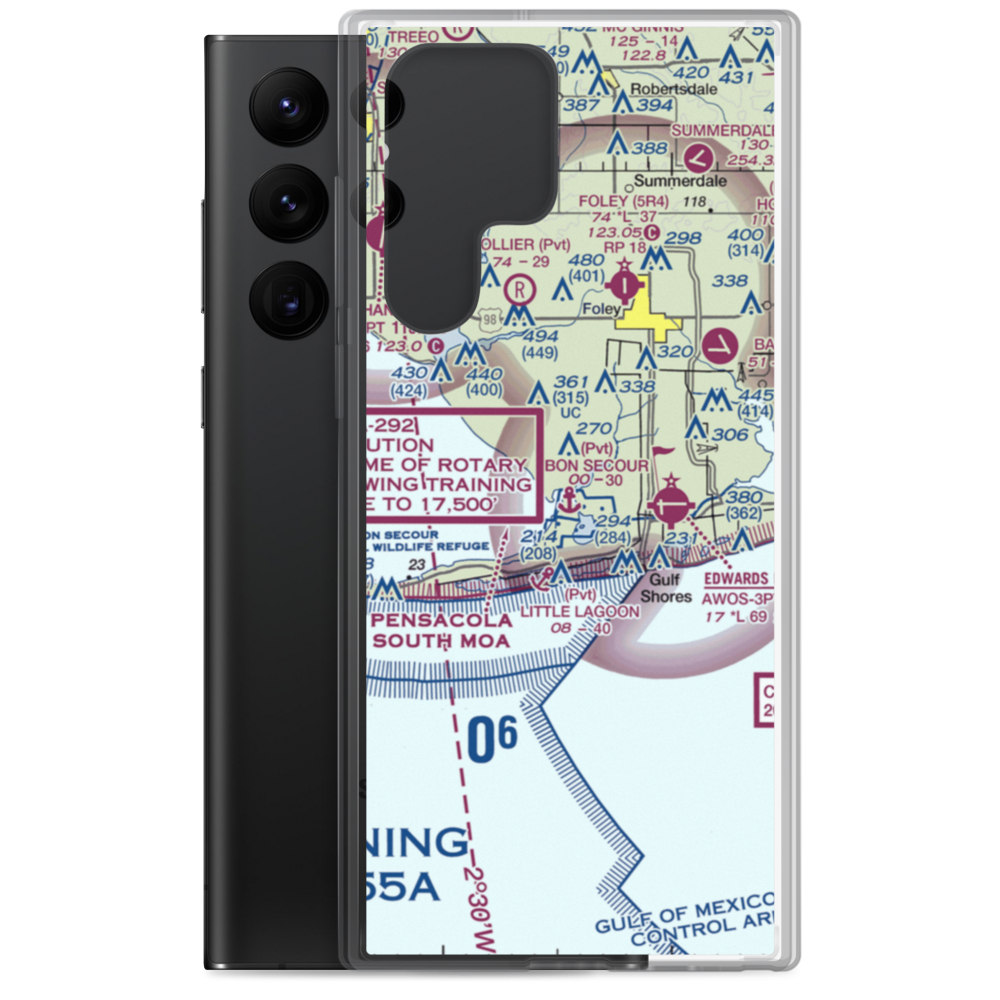 Bon Secour Seaplane Base (AL96) VFR Sectional Samsung Case Samsung Galaxy S22 Ultra model shown