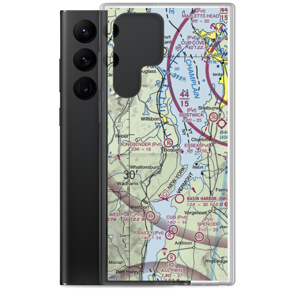 Bonebender Airport (41NY) VFR Sectional Samsung Case Samsung Galaxy S22 Ultra model shown