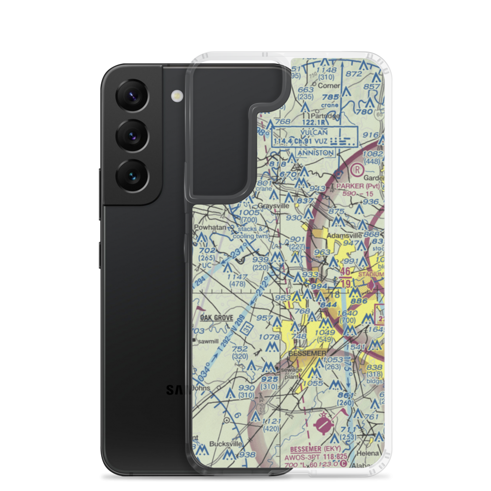 Bonham Airport (AL40) VFR Sectional Samsung Case Samsung Galaxy S22 model shown