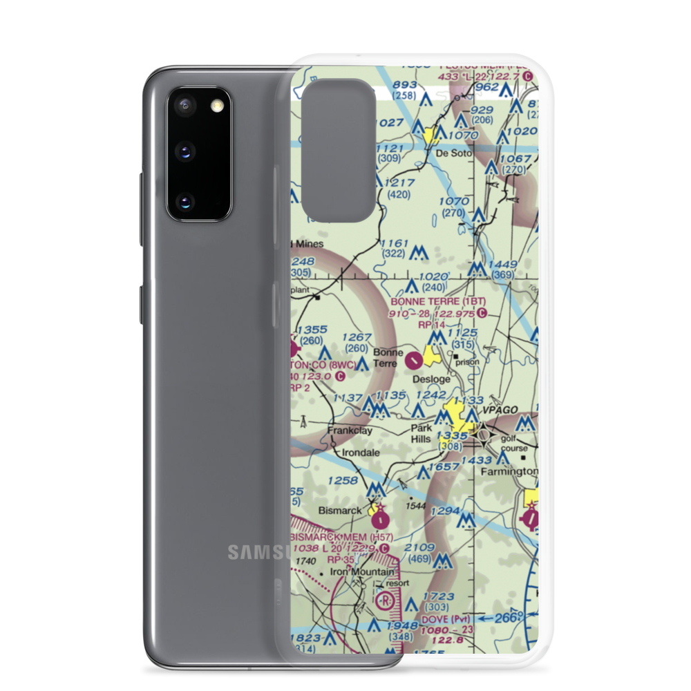 Bonne Terre Municipal Airport (1BT) VFR Sectional Samsung Case Samsung Galaxy S20 model shown